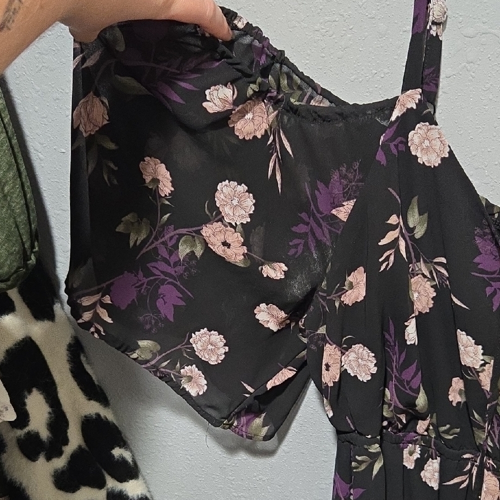 Torrid Black Dress with Purple Floral Design - Picture 3 of 6